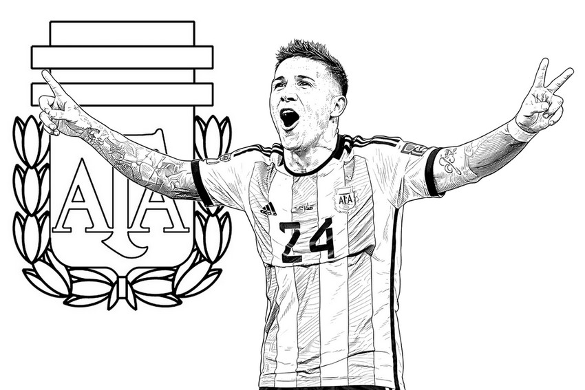 Downloadable coloring - Enzo Fernández - Argentina national football team 2026