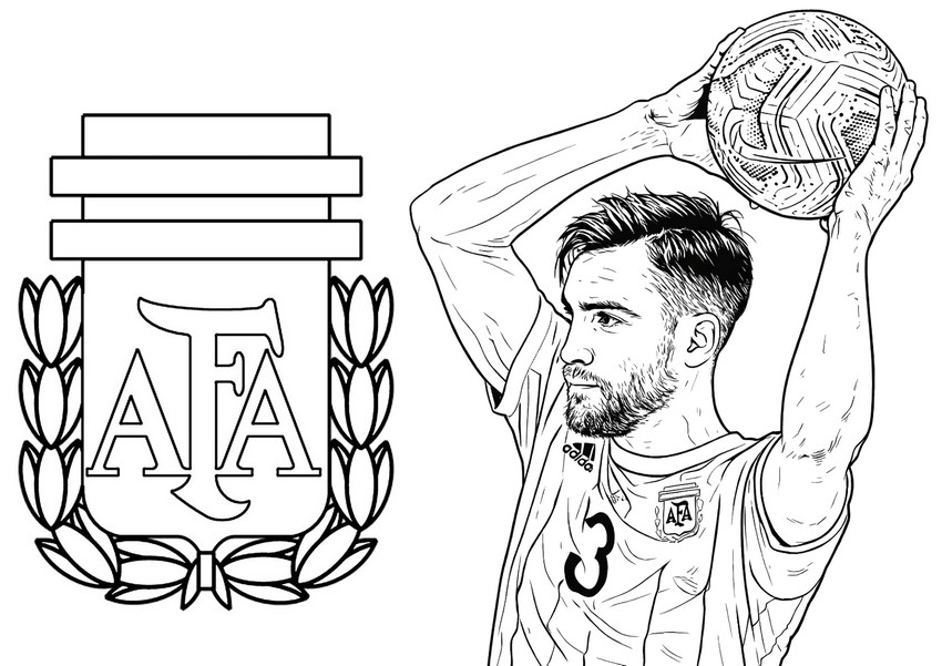 Printable coloring - Nicolas Tagliafico - Argentina national football team 2026