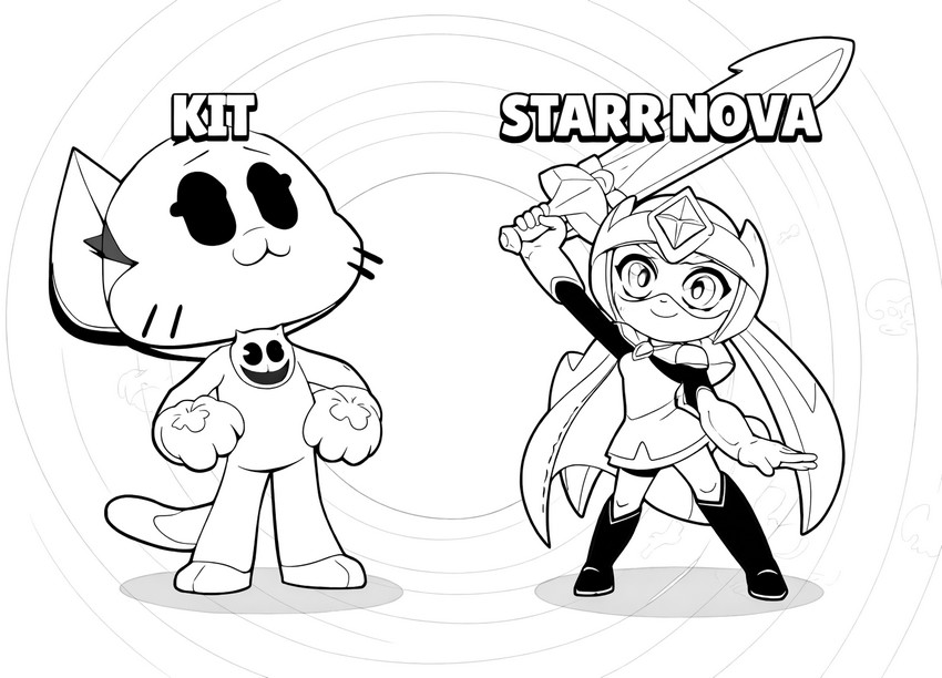 Image to color - Starr Nova and Kit - Brawl Stars - Damian Starr Nova Bolt