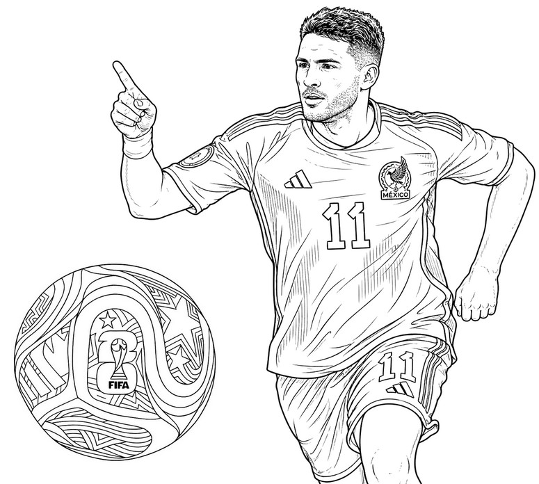 Coloring sheet - Santiago Giménez - Mexico national football team 2026