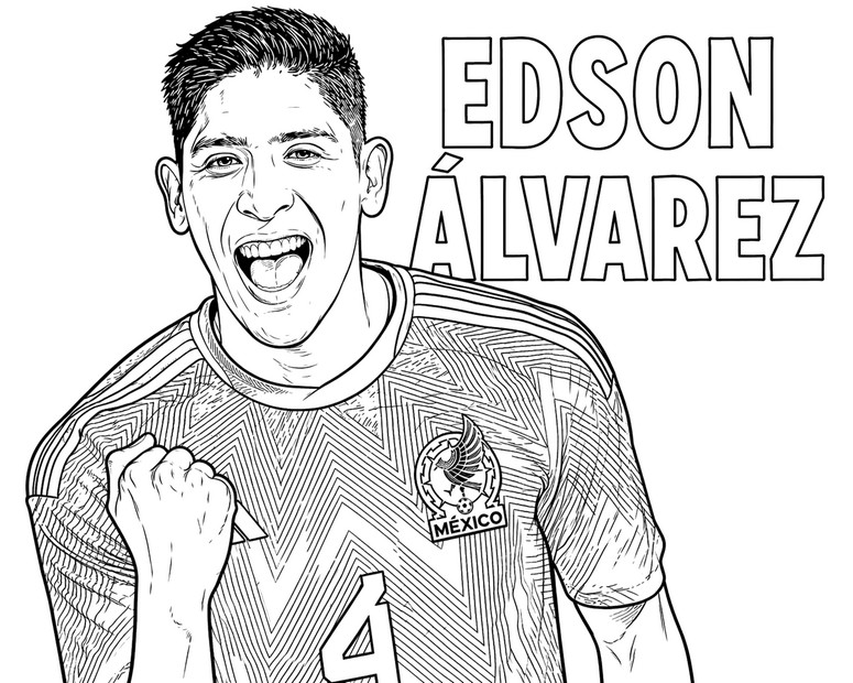 Drawing to color - Edson Álvarez - Mexico national football team 2026