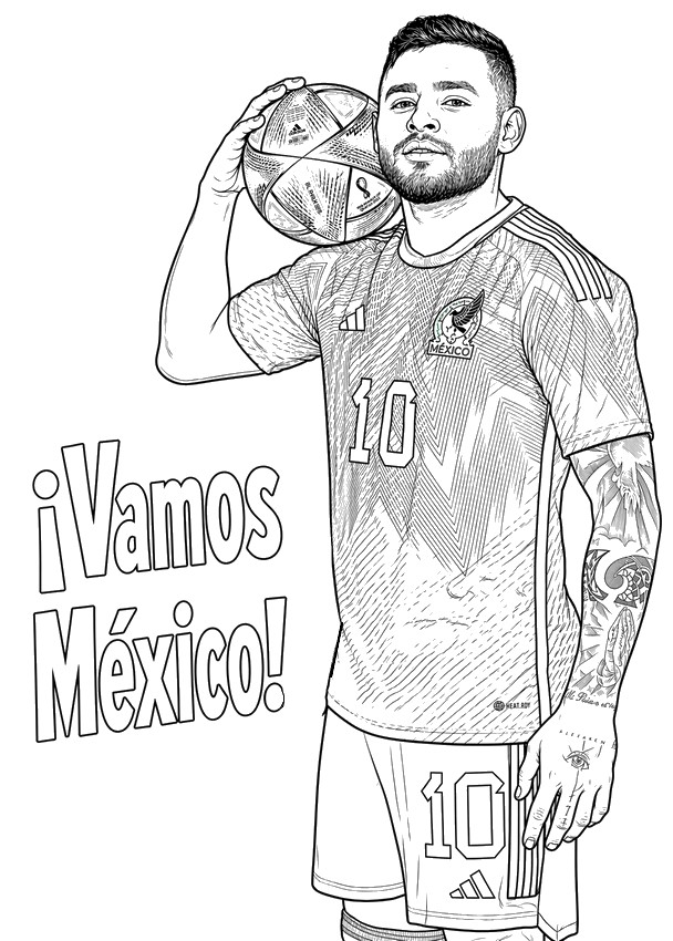 Printable coloring - Alexis Vega - Mexico national football team 2026