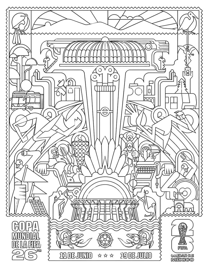 Downloadable coloring - World Cup in Mexico - Mexico national football team 2026