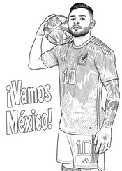 Coloring sheet - Alexis Vega - Mexico national football team 2026