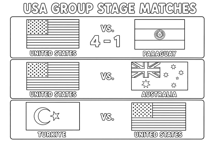 Drawing to color - Group stage matches - United States Soccer Team 2026