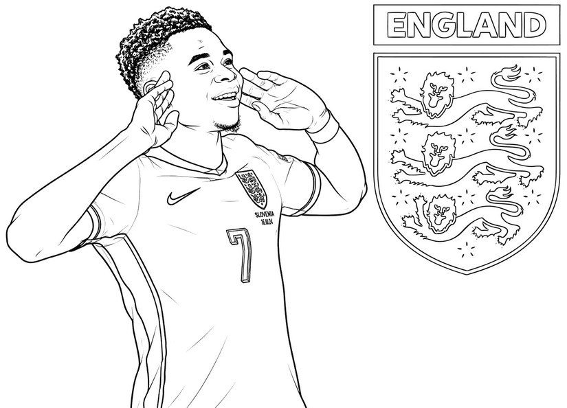 Disegno scaricabile - Bukayo Saka - Nazionale di calcio inglese 2026