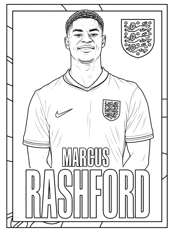 Foglio da colorare - Marcus Rashford - Nazionale di calcio inglese 2026