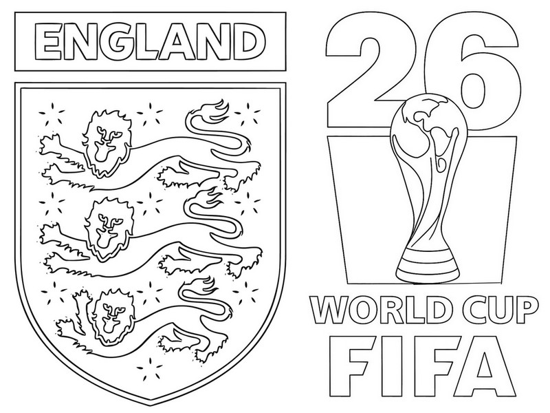 Illustrazione da colorare - Coppa del Mondo - Nazionale di calcio inglese 2026