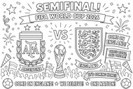 Ausmalblatt - Halbfinale - Englische Fußballnationalmannschaft 2026