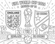 Ausmalbild zum Ausdrucken - Runde der letzten 32 - Englische Fußballnationalmannschaft 2026