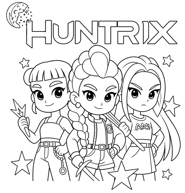 Printable coloring - Kpop Demon Hunters - Kpop Chibi