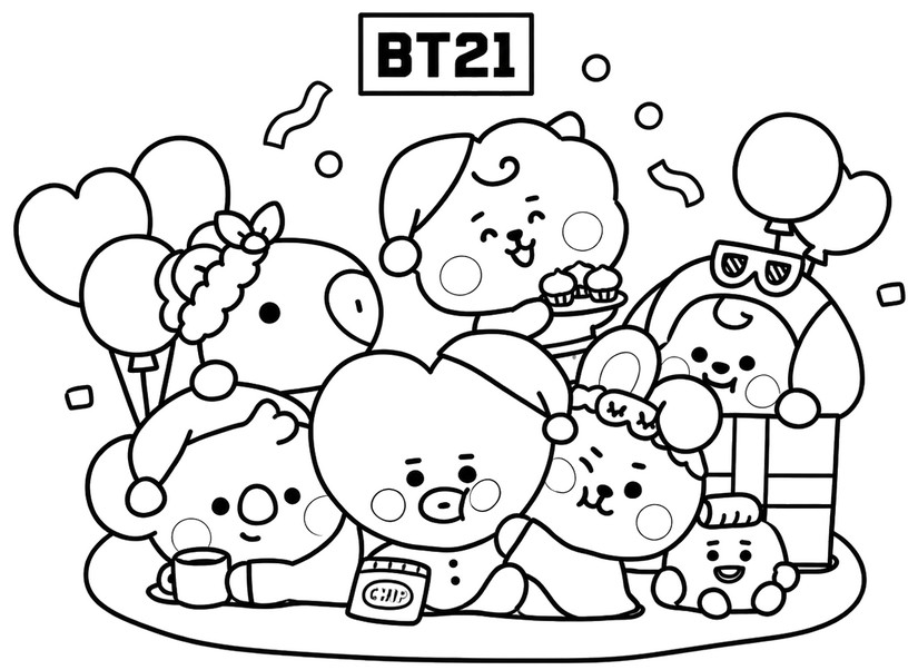 Free coloring page - BT21 (BTS) - Kpop Chibi