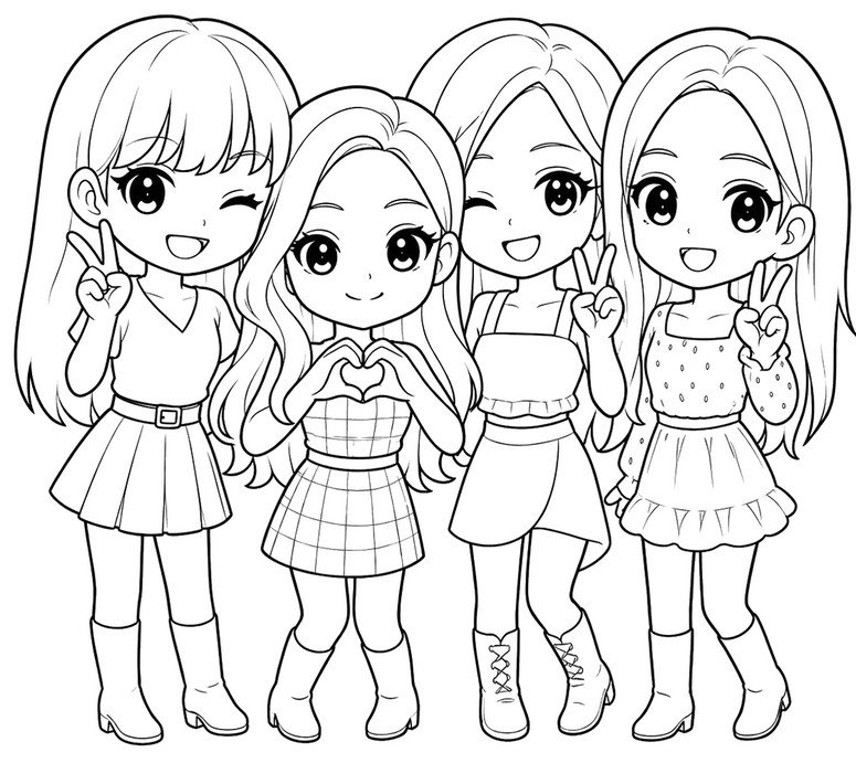 Coloring sheet - Blackpink - Kpop Chibi