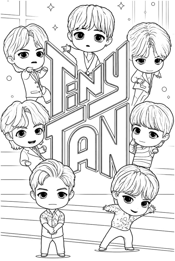 Printable coloring - TinyTAN (BTS) - Kpop Chibi