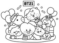 Downloadable coloring - BT21 (BTS) - Kpop Chibi