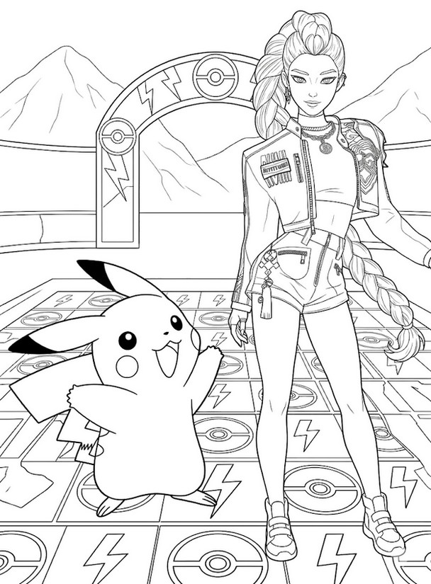 Printable coloring - Pikachu - KPop Demon Hunters - Rumi