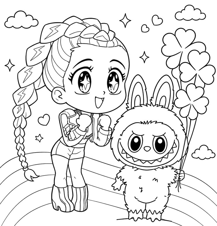 Drawing to color - Labubu - KPop Demon Hunters - Rumi
