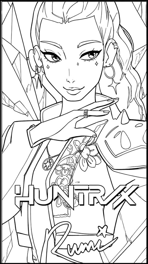 Printable coloring - Defiant look - KPop Demon Hunters - Rumi