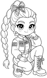 Printable coloring - Chibi and urban attitude - KPop Demon Hunters - Rumi