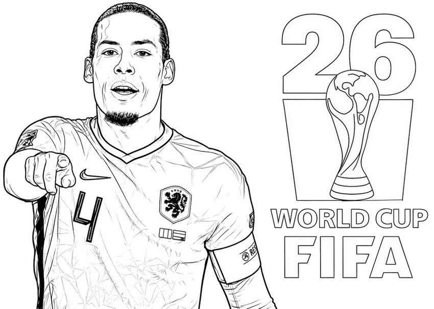 Disegno da stampare - Virgil van Dijk - Nazionale di calcio olandese 2026