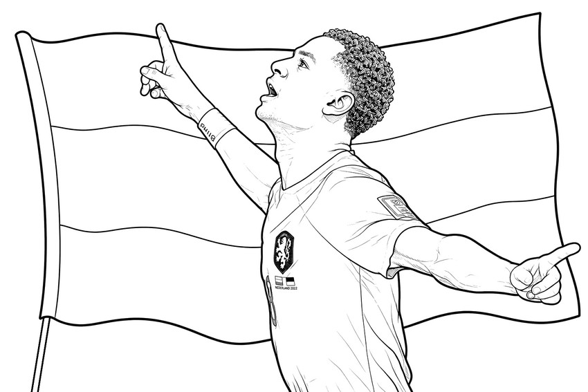 Disegno da colorare - Cody Gakpo - Nazionale di calcio olandese 2026