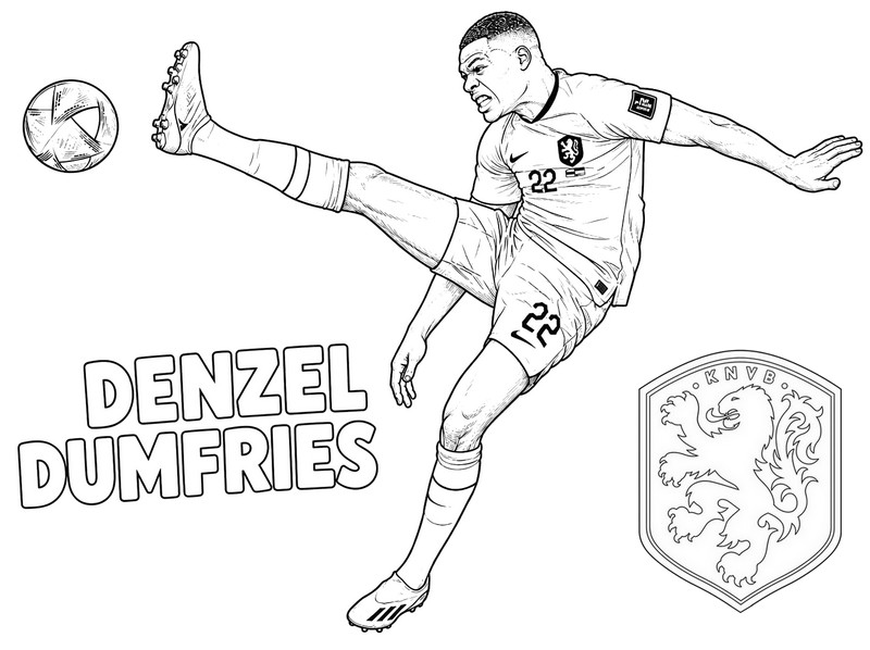 Disegno da stampare - Denzel Dumfries - Nazionale di calcio olandese 2026