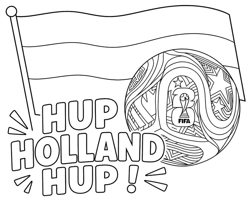 Illustrazione da colorare - Hup Holland Hup ! - Nazionale di calcio olandese 2026