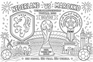 Ausmalbild zum Ausdrucken - Runde der letzten 32 - Niederländische Fußballnationalmannschaft 2026