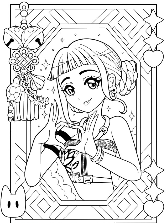 Foglio da colorare - Cuore Luminoso - KPop Demon Hunters - Zoey