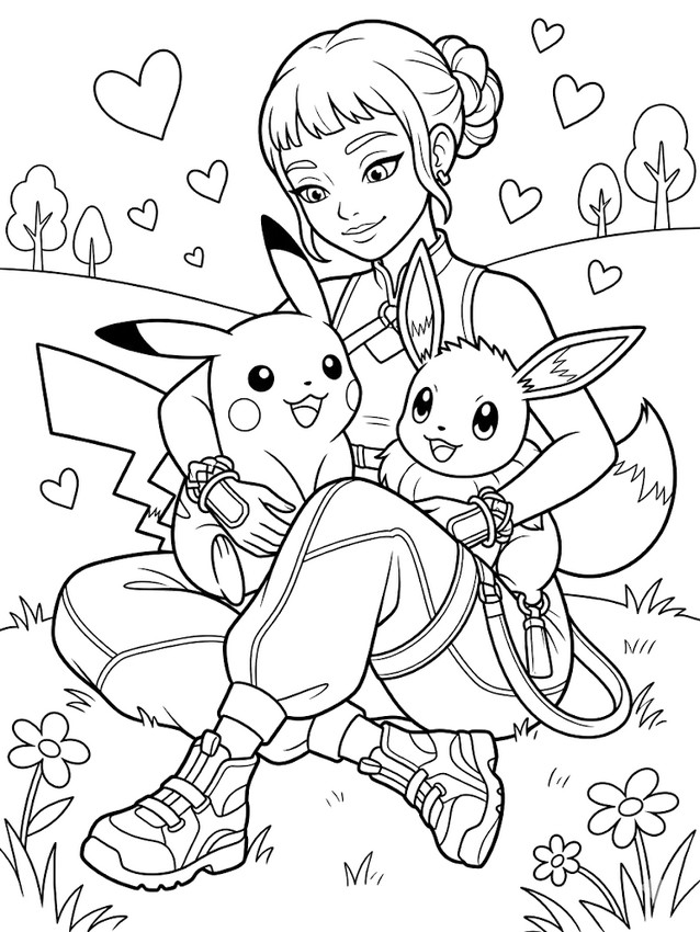 Disegno scaricabile - Pikachu e Eevee - KPop Demon Hunters - Zoey