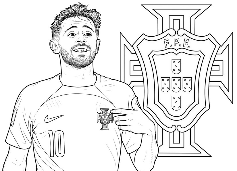 Kleurplaat om te downloaden - Bernardo Silva - Portugees voetbalteam 2026