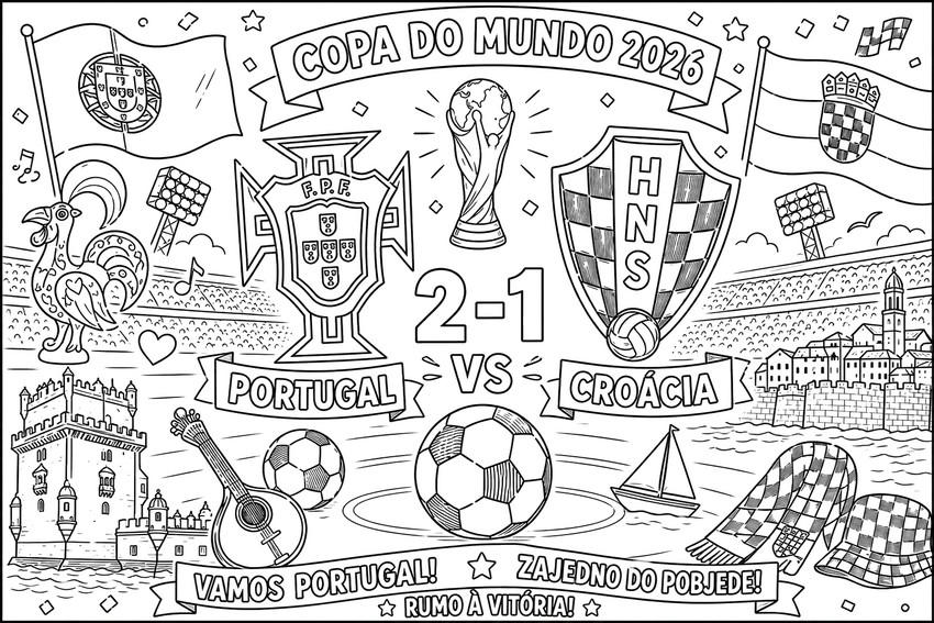 Kostenloses Ausmalbild - Runde der letzten 32 - Portugals Fußballnationalmannschaft 2026