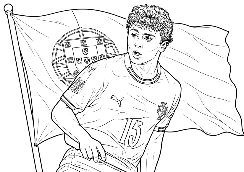 Kleurplaat - João Neves - Portugees voetbalteam 2026