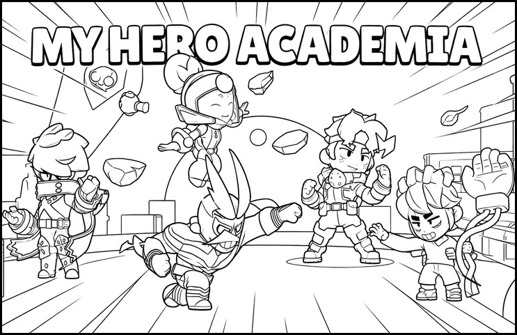 Printable coloring - The heroes - Brawl Stars - My Hero Academia