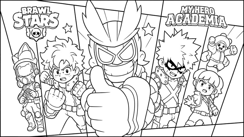 Coloring sheet - The Alliance of Superheroes - Brawl Stars - My Hero Academia