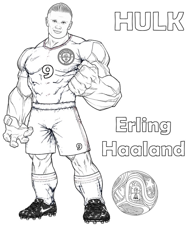 Drawing to color - Erling Haaland - Hulk - Football - Superheroes