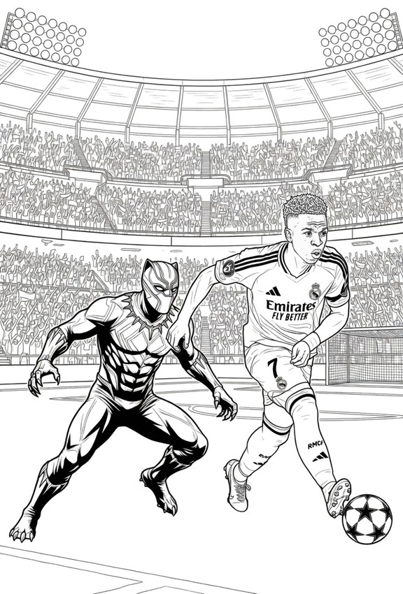 Printable coloring - Vinicius Junior - Black Panther - Football - Superheroes