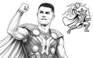 Coloring page - Cristiano Ronaldo - Thor - Football - Superheroes