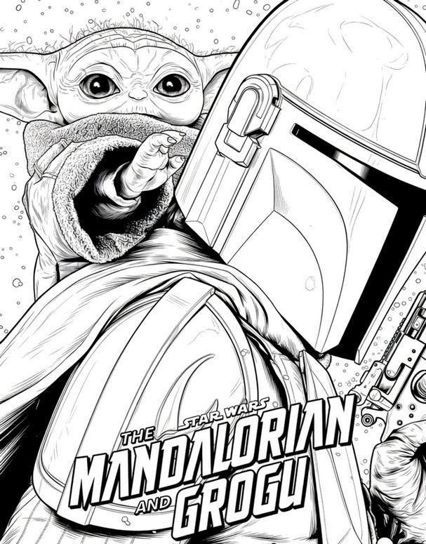 Coloring sheet - The legendary duo - The Mandalorian and Grogu