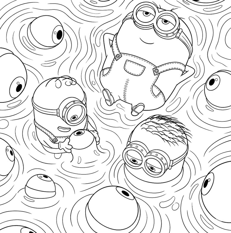 塗り絵 - 3人の手下 - ミニオンズ&モンスターズ