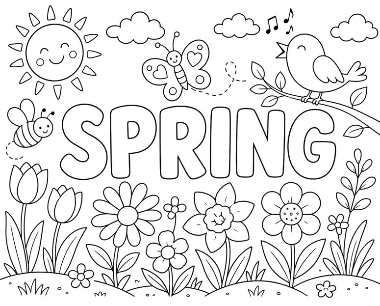 Free coloring page - Spring Garden - Four seasons