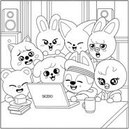 Coloriage - Devant l'ordinateur - SKZOO - Stray Kids