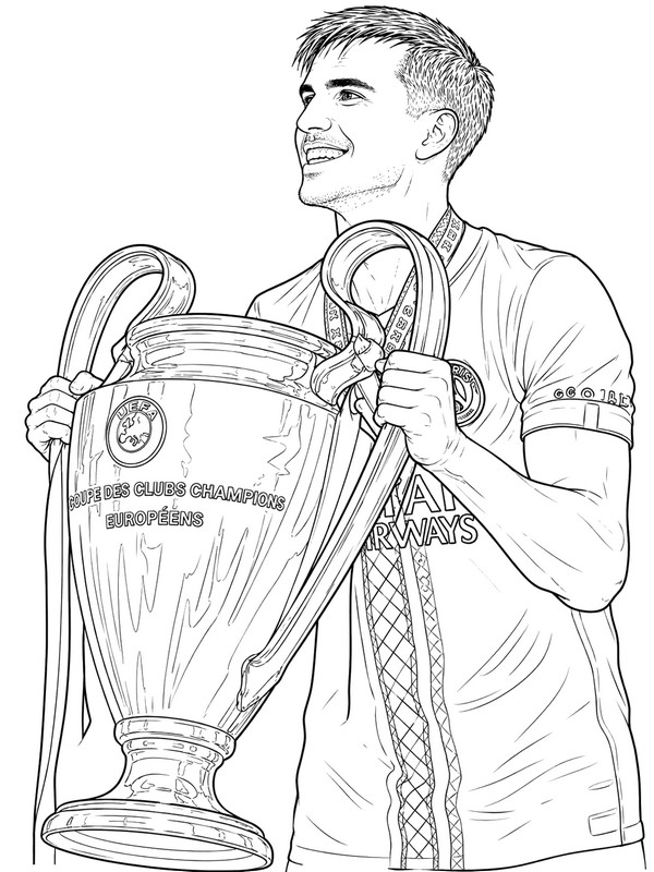 Kleurplaat om te printen - Fabian Ruiz - PSG - Europees kampioen 2026