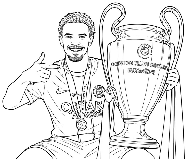 Kleurplaat - Zaïre-Emery - PSG - Europees kampioen 2026