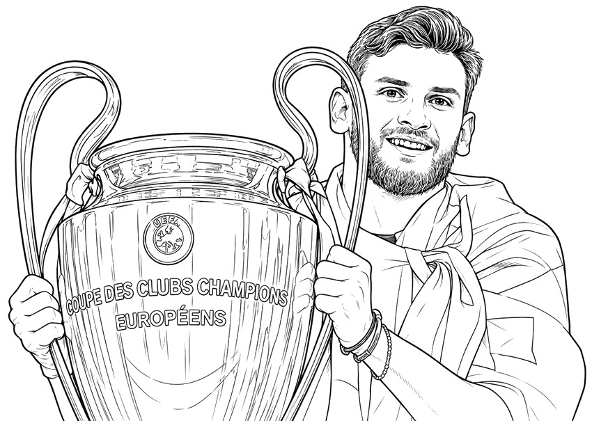 Gratis kleurplaat - Khvicha Kvaratskhelia - PSG - Europees kampioen 2026