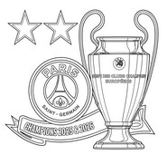 Inkleurbare afbeelding - De trofee en de twee sterren - PSG - Europees kampioen 2026