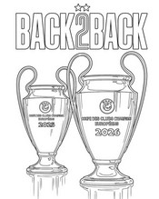 Gratis kleurplaat - Back to Back - PSG - Europees kampioen 2026