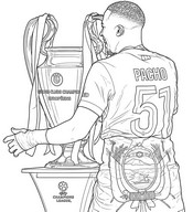 Tekening om in te kleuren - Willian Pacho - PSG - Europees kampioen 2026