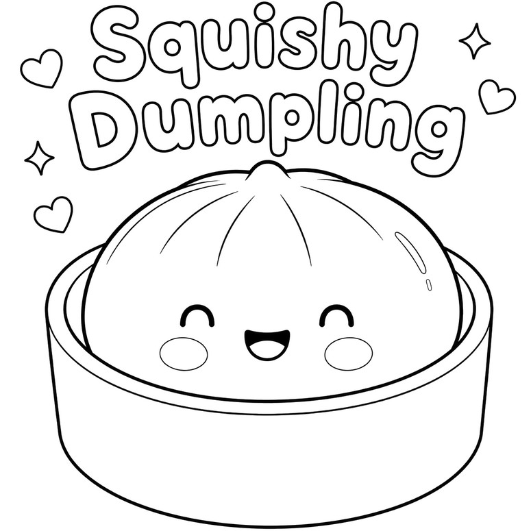 Printable coloring - Kawaii - Squishy Dumpling