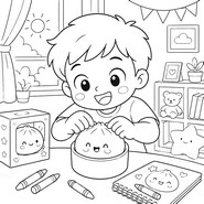Drawing to color - A child playing - Squishy Dumpling